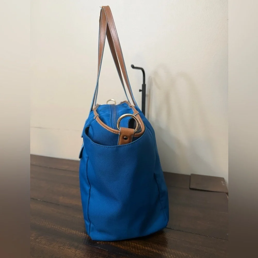 Coach Vibrant Blue and Tan Handbag